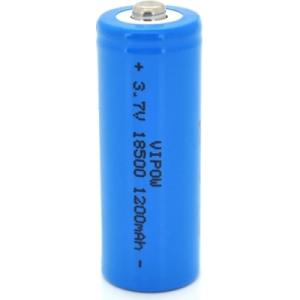 Аккумулятор 18500 1200mAh, Li-Ion, TipTop, 3.7V, Blue Vipow (ICR18500-1200mAhTT)