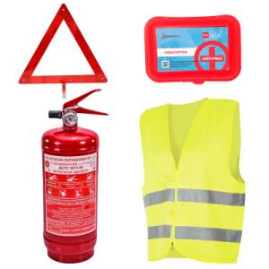 Набор техпомощи Poputchik з вогнегасником ВП-1 "Економічний" (ВП-1+Знак+Аптечка+Жилет) (33-016-IS)