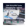 Зарядний пристрій Vention 2xUSB-C PD70W + 1xUSB QC3.0 22.5W GaN + cable USB-C to USB-C 1.0m black gray (TZ-FEXH0-EU)