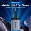 Зарядний пристрій Vention 2xUSB-C PD45W GaN transparent gray (FCFH0-EU)