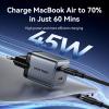 Зарядний пристрій Vention 2xUSB-C PD45W GaN transparent gray (FCFH0-EU)