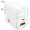 Зарядное устройство BOROFONE BAS45A 1xUSB-C PD30W + 1xUSB QC3.0 white (6941991113871)