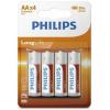 Батарейка Philips AA R6 LongLife Zinc Carbon * 4 (R6L4B/10) - изображение 1