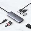 Концентратор Choetech USB-C 7-in-1 (HDMI/PD/CR/USB-A/USB-C) alum (HUB-M19-GY) - изображение 4