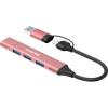 Концентратор Canyon hub DS-02 4in1 USB-A/C Pink (CNS-TDS02P) - изображение 2